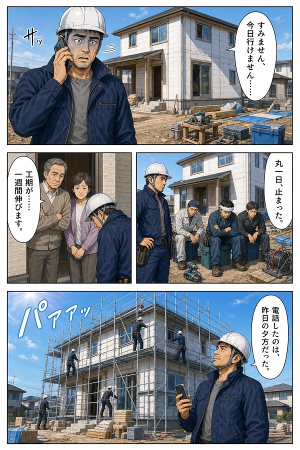 仮設足場サービスの記事LP用漫画